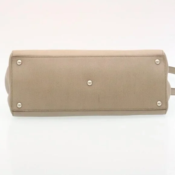 FENDI Hand Bag Leather 2way Shoulder Bag Gray Auth am2118g
